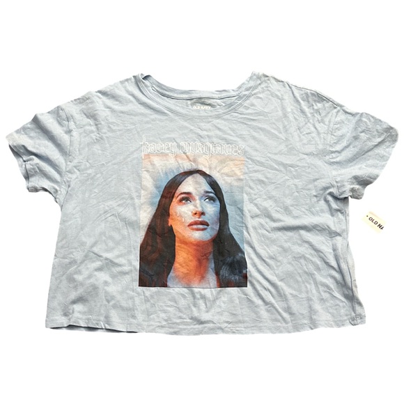 OLD NAVY kasey musgraves country singer baby blue s/s crop top, size large. - Picture 1 of 4